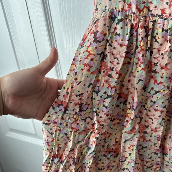 Rebecca Taylor Margo Pink Floral Print Short Sleeve Wrap Dress Women's Size 4 - Picture 10 of 11